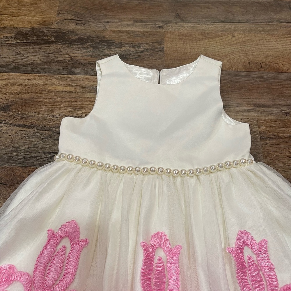 American Princess White and Pink A-Line Sundress for Weddings - Picture 5 of 12